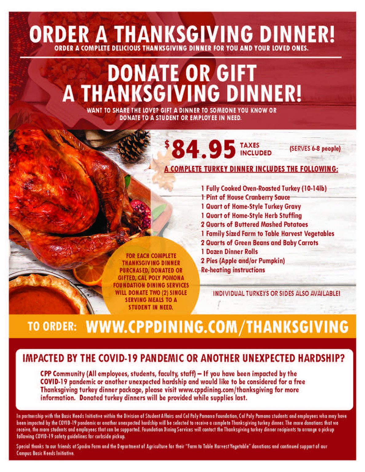 Order, Gift or Donate a Complete Thanksgiving Turkey Dinner ...